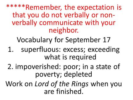 Vocabulary for September 17