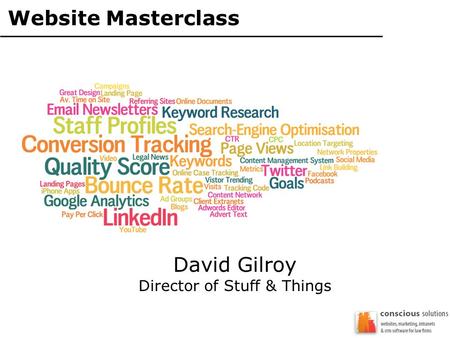 Website Masterclass David Gilroy Director of Stuff & Things.