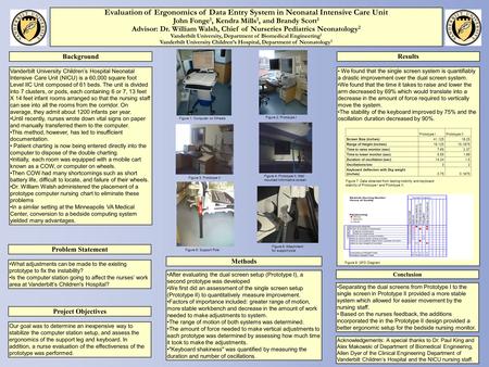 Evaluation of Ergonomics of Data Entry System in Neonatal Intensive Care Unit John Fonge 1, Kendra Mills 1, and Brandy Scott 1 Advisor: Dr. William Walsh,