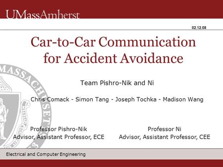 Car-to-Car Communication for Accident Avoidance