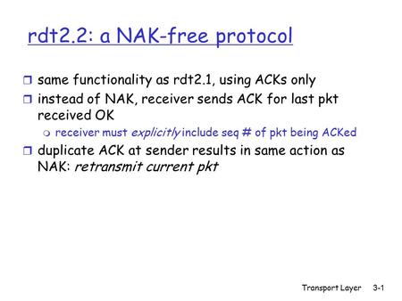 rdt2.2: a NAK-free protocol