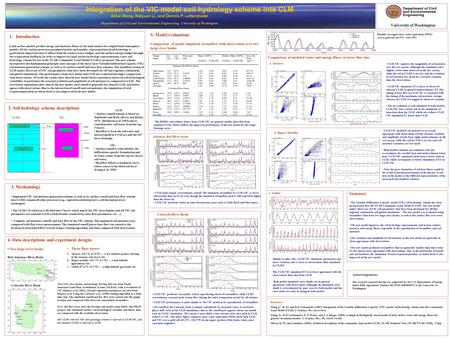 Aihui Wang, Kaiyuan Li, and Dennis P. Lettenmaier Department of Civil and Environmental Engineering, University of Washington Integration of the VIC model.