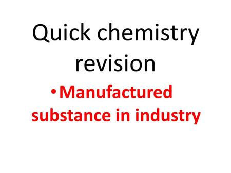 Quick chemistry revision