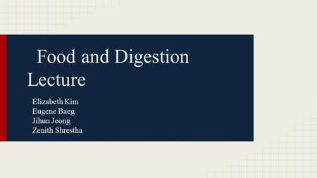 Food and Digestion Lecture