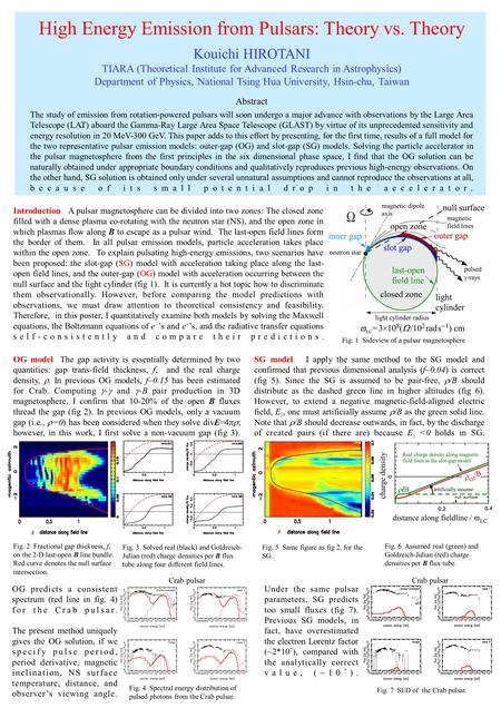 Introduction A pulsar magnetosphere can be divided into two zones: The closed zone filled with a dense plasma co-rotating with the neutron star (NS), and.