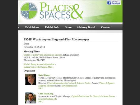 Dec 1 & 2, 2005: Mapping Science Workshop at Thomson Scientific, Philadelphia, PA.