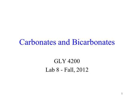 Carbonates and Bicarbonates