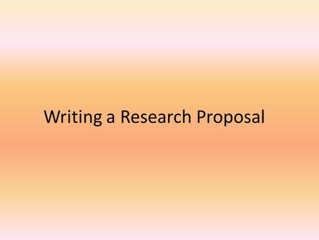 Writing a Research Proposal. The proposal is, in effect, an intellectual scholastic contract between you and your committee. A research proposal is the.