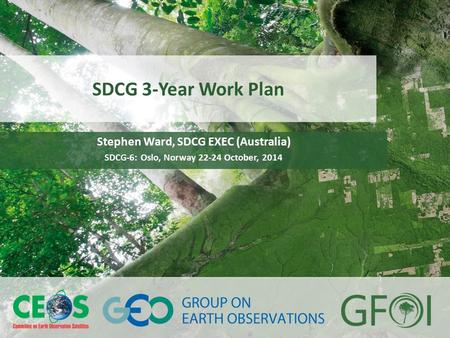 Www.earthobservations.org www.gfoi.org SDCG-6 Oslo, Norway October 22-24, 2014 SDCG 3-Year Work Plan Stephen Ward, SDCG EXEC (Australia) SDCG-6: Oslo,