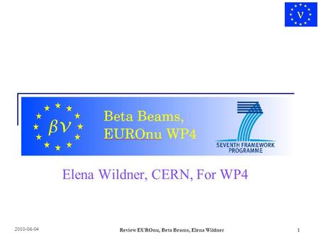 Review EUROnu, Beta Beams, Elena Wildner1 Elena Wildner, CERN, For WP4 1 2010-06-04.