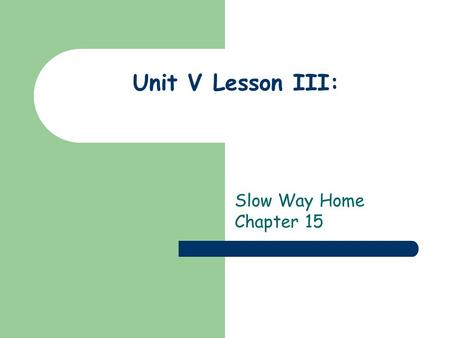 Unit V Lesson III: Slow Way Home Chapter 15. For teacher In this lesson, students will use 15 random interview questions in gathering information from.