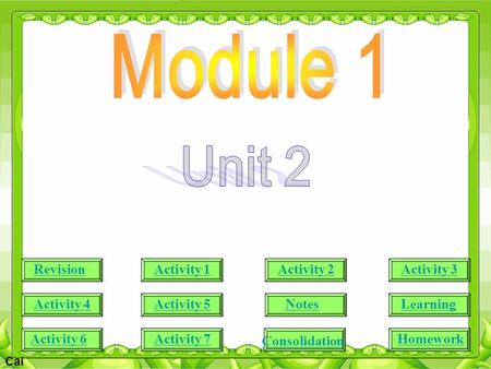 Cai RevisionActivity 1Activity 2Activity 3 Activity 4Activity 5Notes Activity 6 Learning Activity 7 Consolidation Homework.