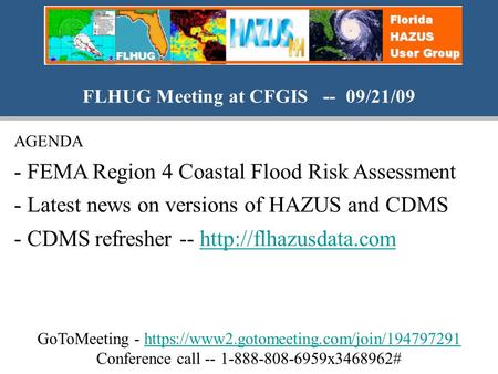 FLHUG Meeting at CFGIS -- 09/21/09