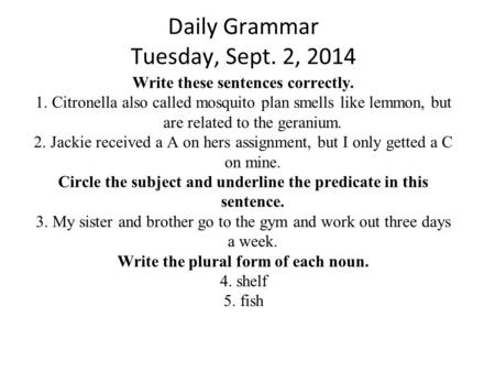 Daily Grammar Tuesday, Sept. 2, 2014