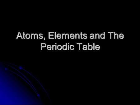 Atoms, Elements and The Periodic Table. ATOMS An ATOM is the smallest piece of matter that cannot be broken down. An ATOM is the smallest piece of matter.