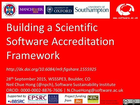 Software Sustainability Institute  Building a Scientific Software Accreditation Framework