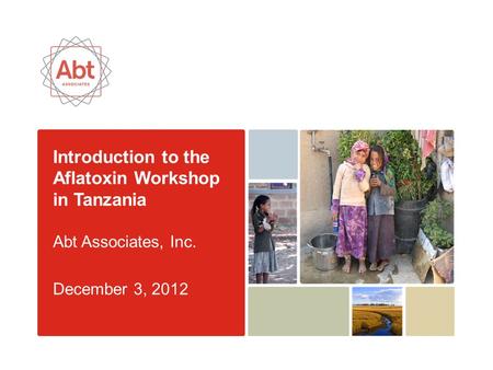 Introduction to the Aflatoxin Workshop in Tanzania Abt Associates, Inc. December 3, 2012.