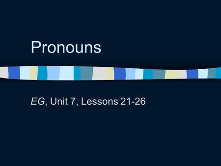 Pronouns EG, Unit 7, Lessons 21-26. SSWBAT: 1.State what pronouns replace.  Noun phrases (not nouns)  The fast, fat mouse darted out the door.  *The.