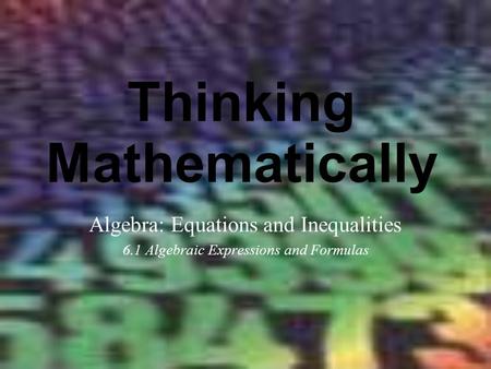 Thinking Mathematically