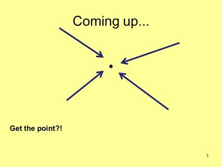 Coming up.... 1 Get the point?!. 2 Decimals You see them all around For instance in money!... Can you think of any more examples? In pairs: List as many.