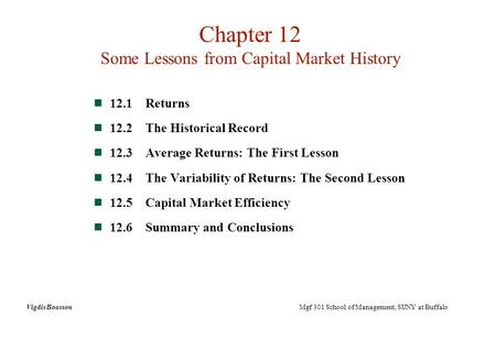 Chapter 12 Some Lessons from Capital Market History