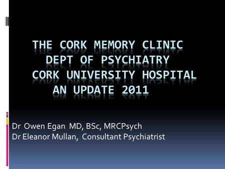 Dr  Owen Egan  MD, BSc, MRCPsych