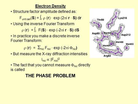 THE PHASE PROBLEM Electron Density