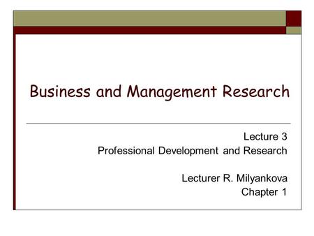 Business and Management Research