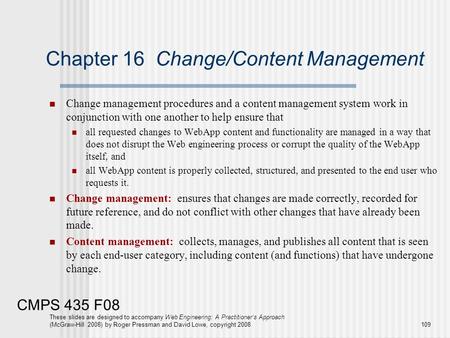 CMPS 435 F08 These slides are designed to accompany Web Engineering: A Practitioner’s Approach (McGraw-Hill 2008) by Roger Pressman and David Lowe, copyright.