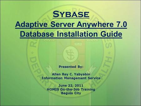 Sybase Adaptive Server Anywhere 7