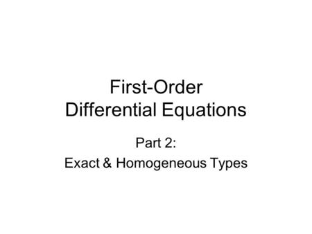 First-Order Differential Equations