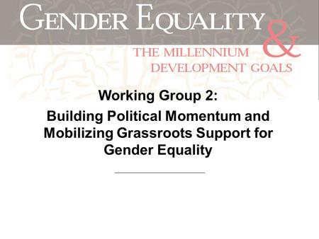 Working Group 2: Building Political Momentum and Mobilizing Grassroots Support for Gender Equality.