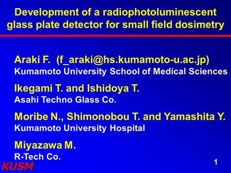 Araki F. Ikegami T. and Ishidoya T.