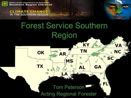 Forest Service Southern Region Tom Peterson Acting Regional Forester.