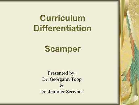 Curriculum Differentiation Scamper