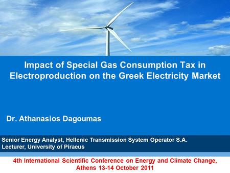 International Conference on Post-Kyoto Climate Change Mitigation modelling, Seoul 17-18 June 2010 Impact of Special Gas Consumption Tax in Electroproduction.