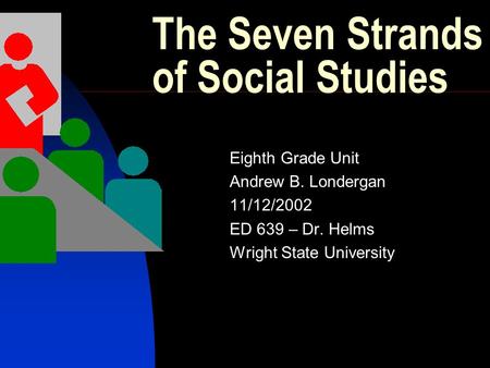 The Seven Strands of Social Studies Eighth Grade Unit Andrew B. Londergan 11/12/2002 ED 639 – Dr. Helms Wright State University.