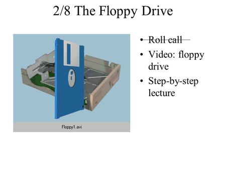 2/8 The Floppy Drive Roll call Video: floppy drive Step-by-step lecture.