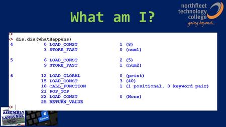 What am I?. Translators Translators – Module Knowledge Areas Types of translators and their use Lexical analysis Syntax analysis Code generation and.