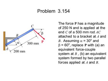 Problem The force P has a magnitude