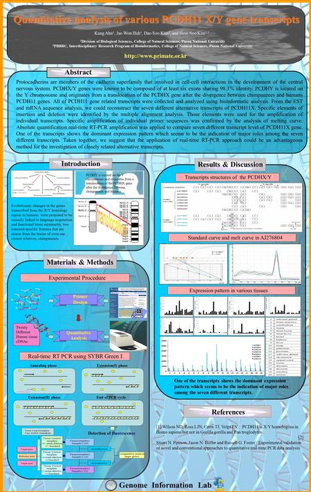 Quantitative analysis of various PCDH11 X/Y gene transcripts Kung Ahn 1, Jae-Won Huh 1, Dae-Soo Kim 2, and Heui-Soo Kim 1,2 1 Division of Biological Sciences,