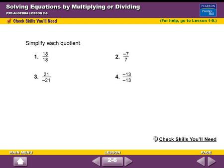 Solving Equations by Multiplying or Dividing