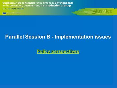 Parallel Session B - Implementation issues Policy perspectives.