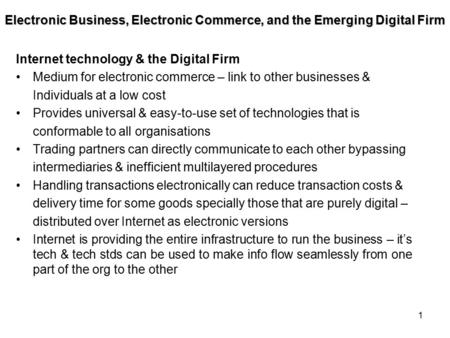 Internet technology & the Digital Firm