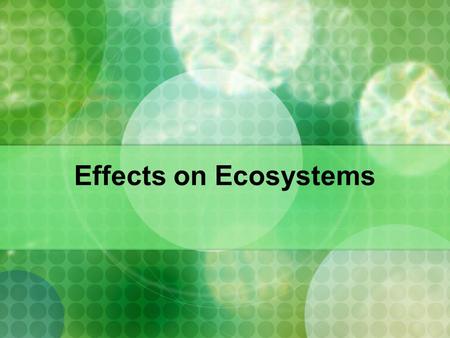 Effects on Ecosystems. Oil Spills The Atmosphere and Ecosystems Acid Rain Acid rain, which is caused by airborne pollutants that lower the pH of rain,