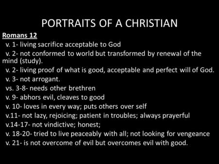 PORTRAITS OF A CHRISTIAN