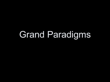 Grand Paradigms. How do you see your place in the world?