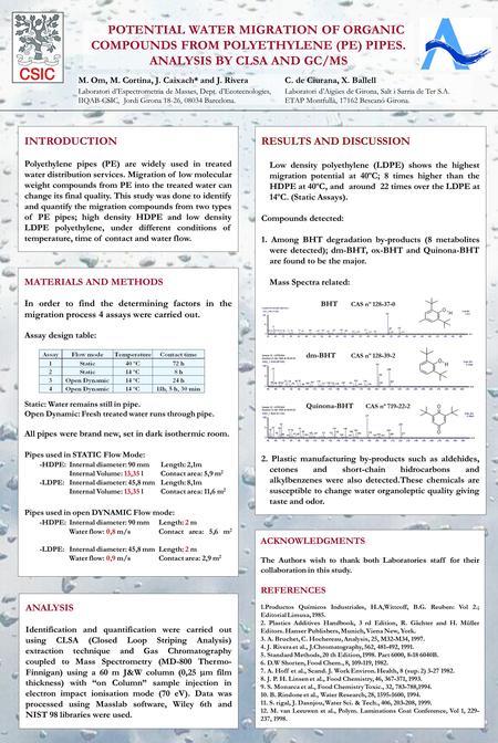 MATERIALS AND METHODS In order to find the determining factors in the migration process 4 assays were carried out. Assay design table: Static: Water remains.