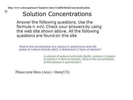 Solution Concentrations