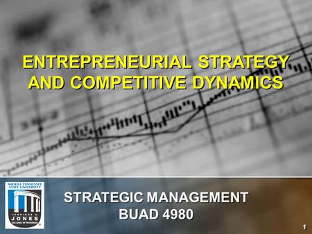 1 ENTREPRENEURIAL STRATEGY AND COMPETITIVE DYNAMICS STRATEGIC MANAGEMENT BUAD 4980.